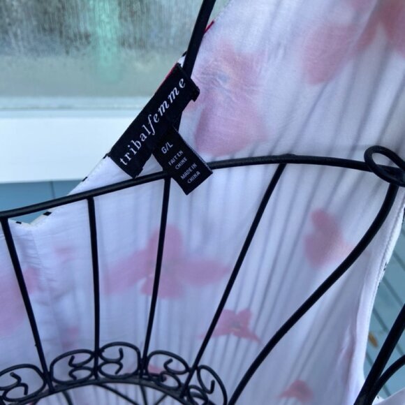 Tribal Femme Fully Lined Sleeveless Rayon Dress with Pink Flowers. NWOT - Picture 2 of 15